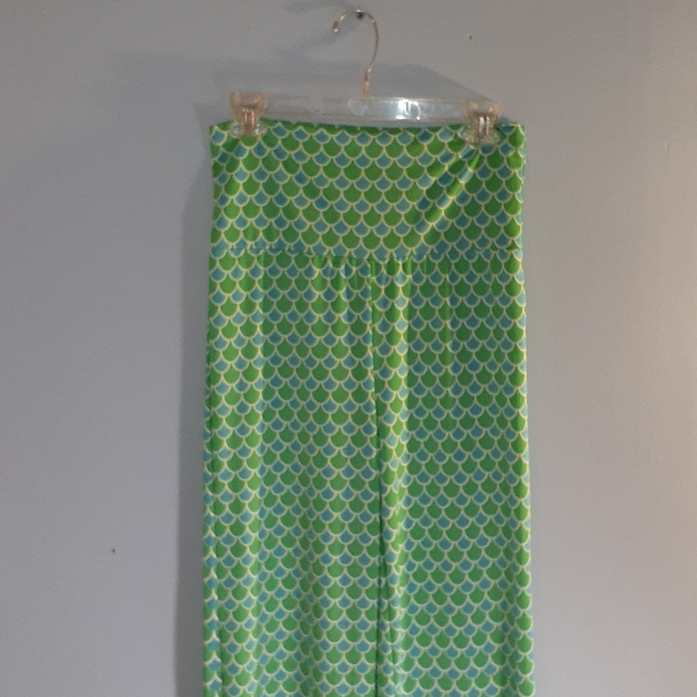 Anna Lane Blue Green Mermaid High Waist Pant Sz S